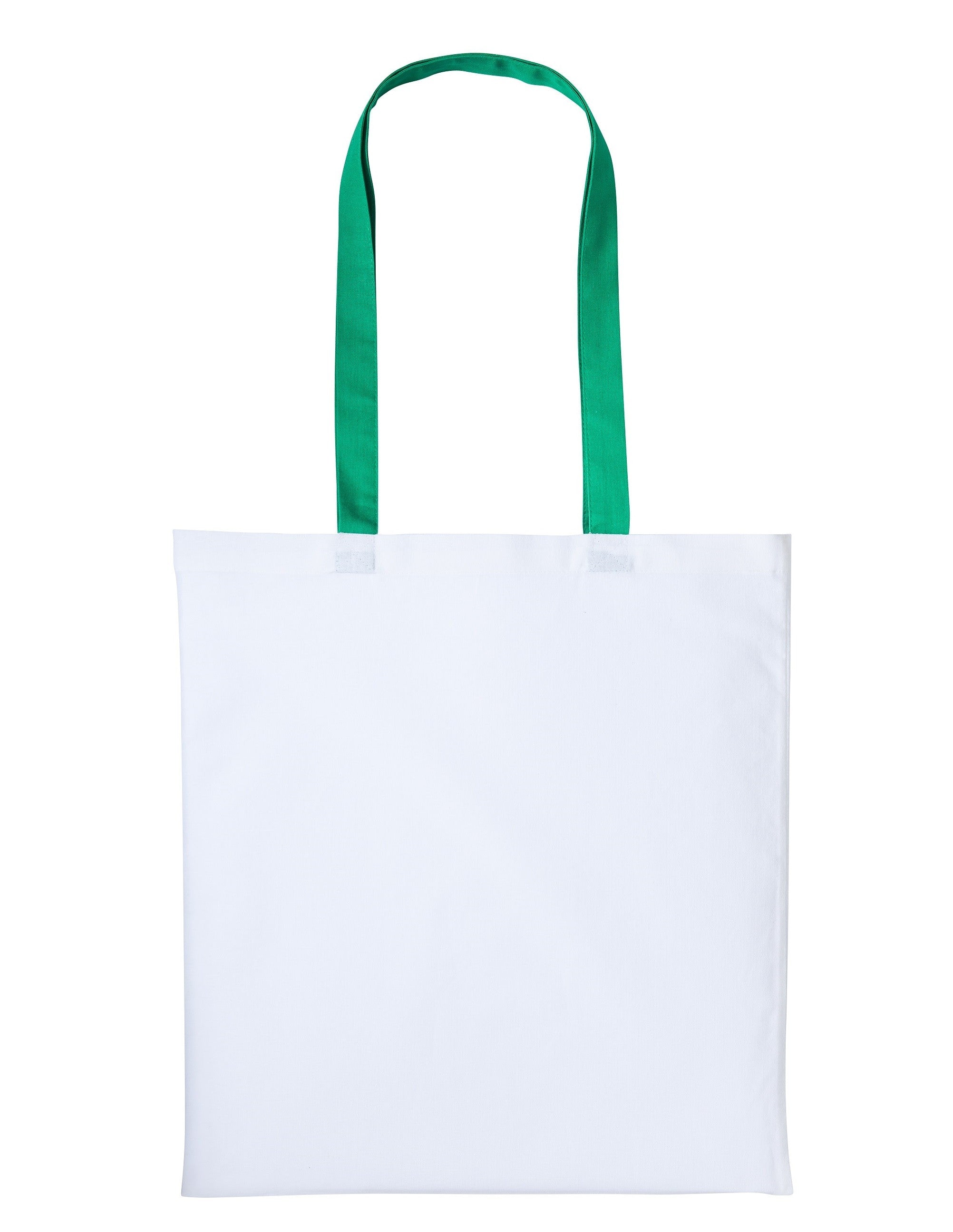 Varsity Cotton Tote Long Handle | WHITE/KELLY GREEN